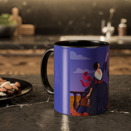 The Dawn Serenade Colorful Mug (11oz, 15oz) – Rooster Beauty, Morning Charm & Art Deco Elegance