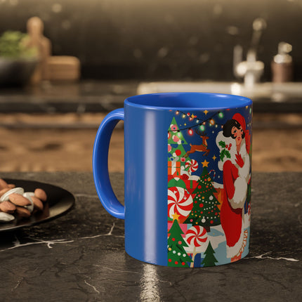 🦌🍬 The Lady Of The Peppermint Christmas Garden Colorful Mug – Colorful Art Deco Holiday Fantasy