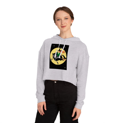 A Witch’s Moonlit Flight Women’s Cropped Hooded Sweatshirt