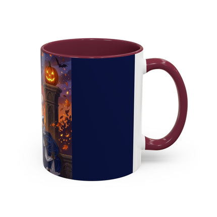 🎃💙 The Pumpkin Lantern Courtship Colorful Mug – Romantic Halloween Elegance