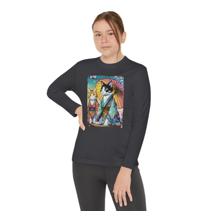 Kimono Kitties Youth Long Sleeve Competitor Tee – Anime Charm & Whimsical Elegance