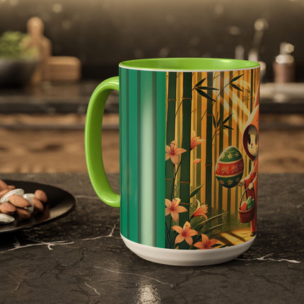 Geisha Kitten’s Easter Stroll Colorful Mugs (11oz, 15oz)
