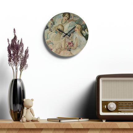 Les Femmes Fatales by Gerda Wegener Acrylic Wall Clock, Round and Square