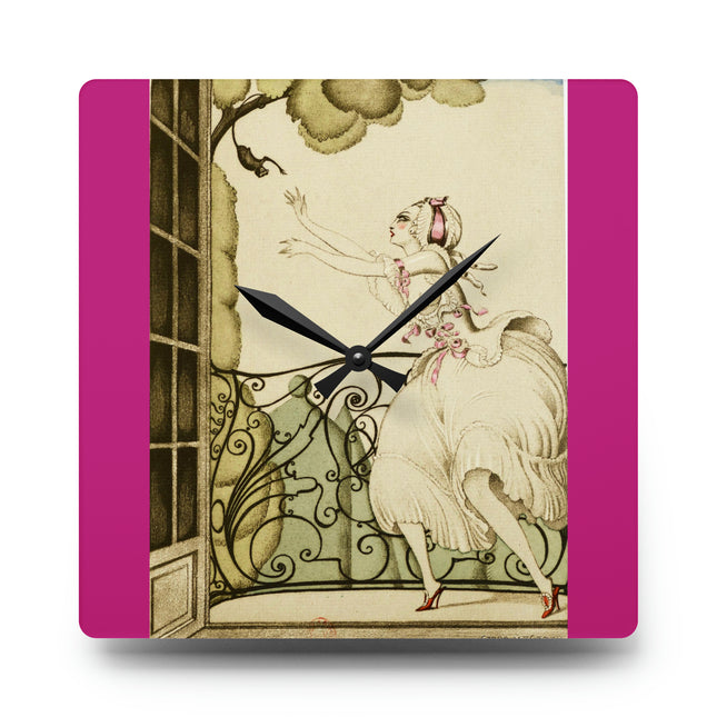 Sur talons rouges (On Red Heels) pl 02 by Gerda Wegener Acrylic Wall Clock, Round and Square