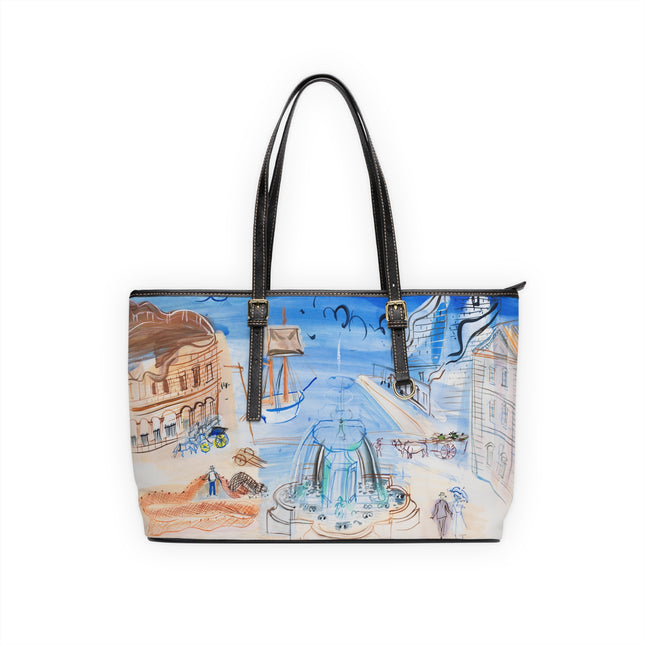 Composition au port et à la fontaine by Raoul Dufy PU Leather Shoulder Bag