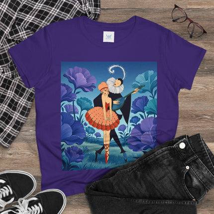 🎭🌺 The Garden Duet Cotton Tee – Art Deco Musical Whimsy
