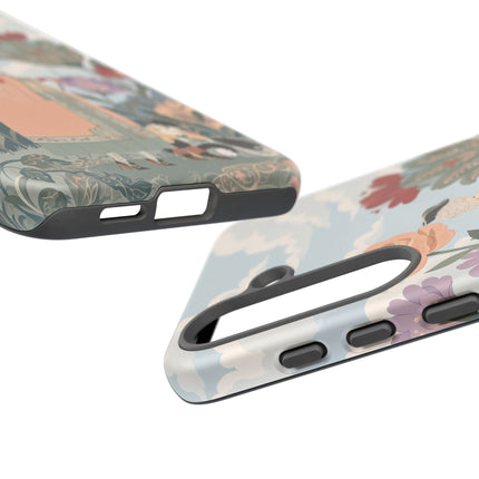 🌹🐈 The Lady And Puss In Boots Phone Case – Art Deco Floral Whimsy