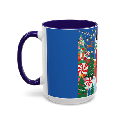 🦌🍬 The Lady Of The Peppermint Christmas Garden Colorful Mug – Colorful Art Deco Holiday Fantasy