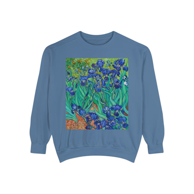 Irises by Vincent Van Gogh Unisex Garment-Dyed Sweatshirt