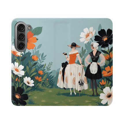 🌼🖤 The Ladies Of The Garden Promenade Flip Case – Art Deco Floral Fashion