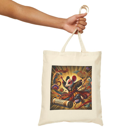 Theatrical Mouse on a Mission Cotton Canvas Tote Bag