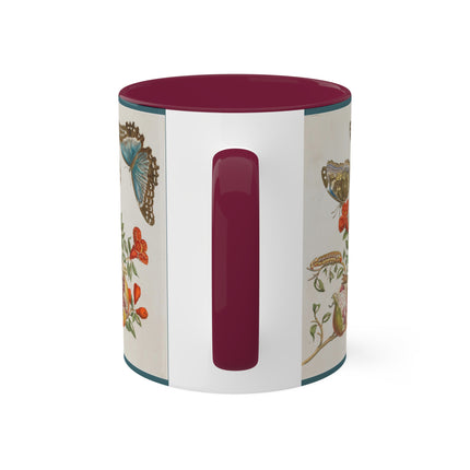Blue Butterflies and Pomegranate by Maria Sibylla Merian Colorful Mugs, 11oz