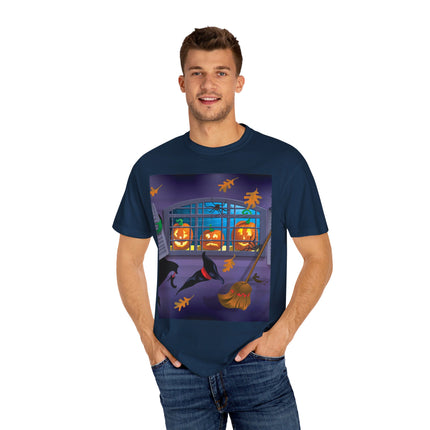 Whimsical Halloween Mischief Unisex Garment-Dyed T-shirt