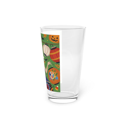 🏮🎃 The Lady Of Halloween Lanterns Glass, 16oz – Colorful Art Deco Halloween Charm