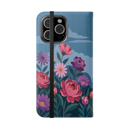 🌸☁️ The Lady Among The Giant Flowers Flip Case – Art Deco Floral Fantasy
