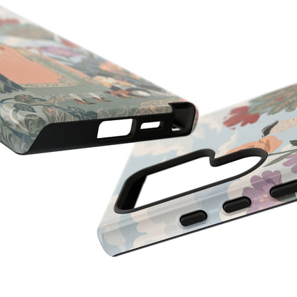 🌹🐈 The Lady And Puss In Boots Phone Case – Art Deco Floral Whimsy