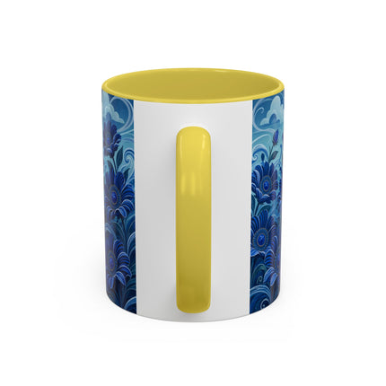 💙🌸 The Sapphire Wind Dancer Colorful Mug – Art Deco Floral Fantasy