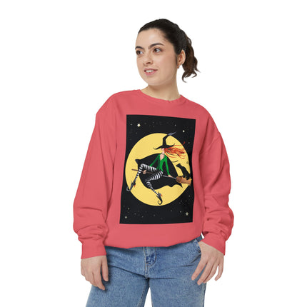 A Witch’s Moonlit Flight Unisex Garment-Dyed Sweatshirt