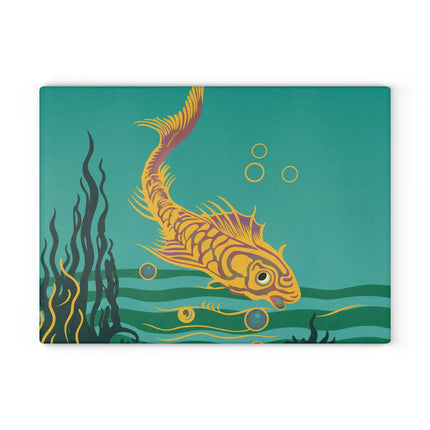 Golden Serenity Glass Cutting Board