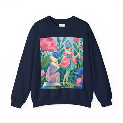 🌸🎭 The Garden Masquerade Crewneck Sweatshirt – Art Deco Floral Whimsy