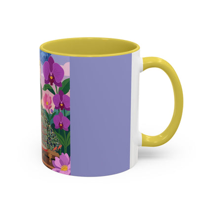 The Lady And The Crimson Birdcage Colorful Mugs – Art Deco Tropical Garden Elegance