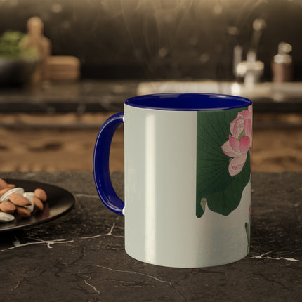 Blooming Lotus Flowers by Ohara Koson Colorful Mugs, 11oz