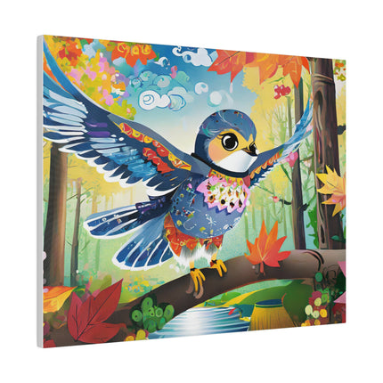Baby Hawk Plays in Forest Matte Canvas, Stretched, 0.75"