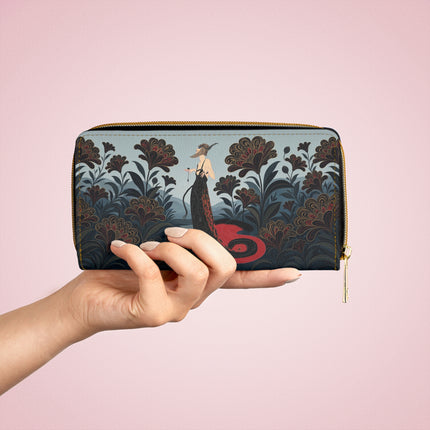 🌹🖤 The Crimson Nocturne Garden Wallet – Art Deco Floral Elegance