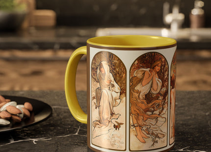 The Seasons by Alphonse Maria Mucha Colorful Mugs (11oz, 15oz)