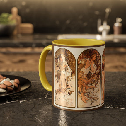 The Seasons by Alphonse Maria Mucha Colorful Mugs (11oz, 15oz)