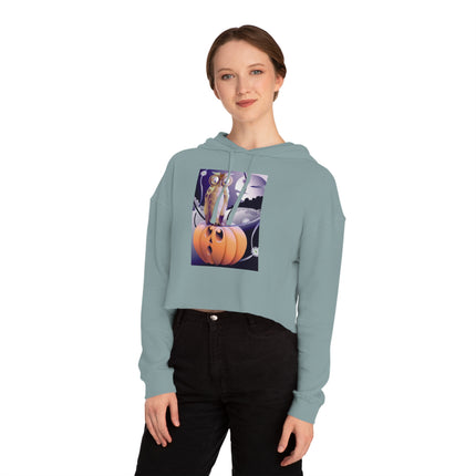 The Startled Pumpkin Women’s Cropped Hooded Sweatshirt