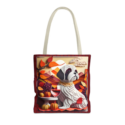 Shih Tzu at an Autumn Wine Tasting Tote Bag (AOP)