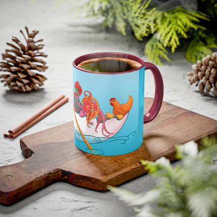 A Rooster's Seafaring Adventure Colorful Mugs, 11oz
