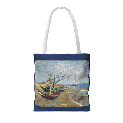 Fishing Boats on the Beach at Saintes-Maries by Vincent Van Gogh Tote Bag (AOP)