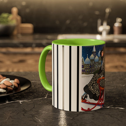 Elegant Winter Woman in Sleigh Colorful Mugs (11oz, 15oz)