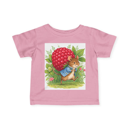 🐭🍓 The Little Raspberry Garden Mouse Infant Fine Jersey Tee – Whimsical Woodland Charm