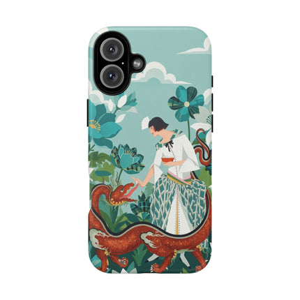 🐉🌿 The Dragon Keeper Phone Case – Art Deco Floral Fantasy