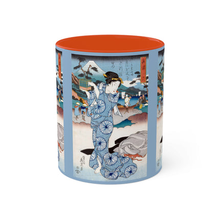 Japanese woman woodblock print by Keisai Eisen Colorful Mugs, 11oz