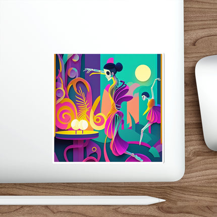 Dance of the Skeleton Ballerinas Die-Cut Stickers (5 Sizes)