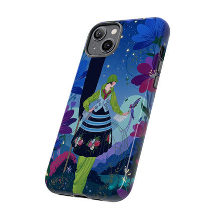 🌸🐦 The Lady Of The Midnight Bird Garden Phone Case – Art Deco Floral Fantasy