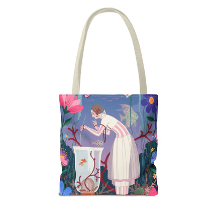 🐠🌸 The Lady Of The Enchanted Aquarium Tote Bag – Art Deco Garden Fantasy