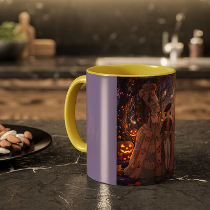 🎃🌙 The Midnight Court Of Pumpkin Grove Colorful Mug – Elegant Halloween Masquerade
