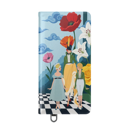 🌺♟️ The Ladies Of The Checkerboard Garden Flip Case – Art Deco Floral Fantasy
