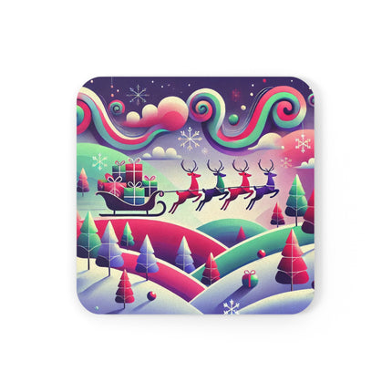 Festive Reindeer Flight Cork Back Coaster