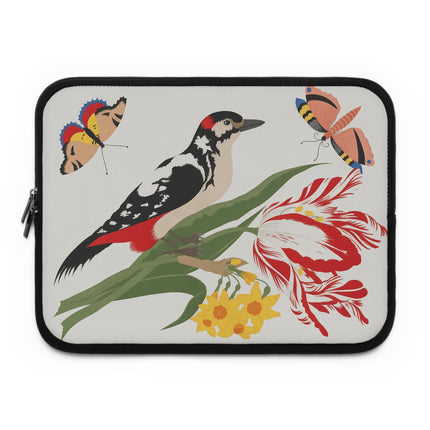 🐦🌷 Woodpecker & Tulip Laptop Sleeve – Vibrant Energy & Cheerful Charm