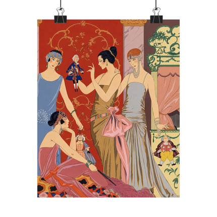 🎭🌹 Les Marionnettes Matte Vertical Poster – George Barbier Art Deco Fashion Elegance