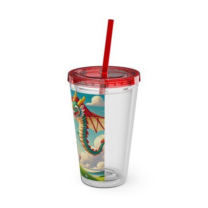Geisha Kitten and the Dragon Kite Sunsplash Tumbler with Straw, 16oz