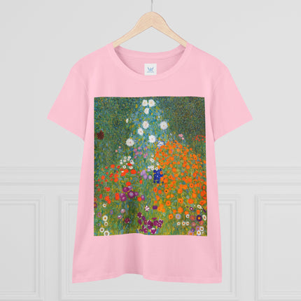 Cottage Garden by Gustav Klimt Women's Midweight Cotton Tee