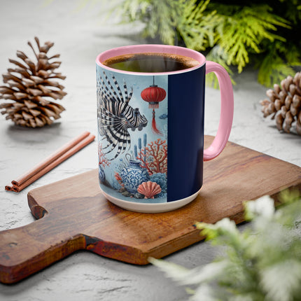 Lionfish & Lantern Colorful Mug – Mystical Ocean & Asian Harmony