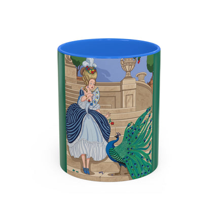 The Peacock's Admiration Colorful Mug (11oz, 15oz) – Rococo Elegance, Peacock Beauty & Garden Charm